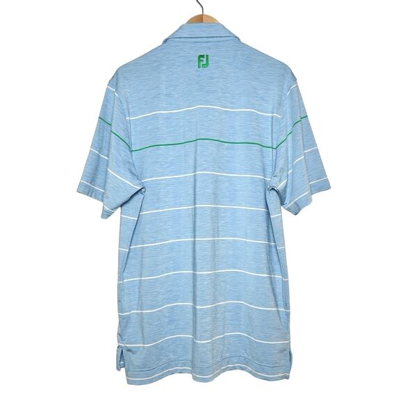 FootJoy | Men | Stripe Heather Blue Performance Golf Polo Shirt | Size Medium - Picture 2 of 7